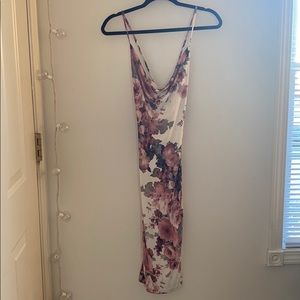 Pink and White Floral Scoop Neck Dress